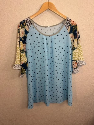 unbranded Womens Blouse Floral Hearts Animal Print Size XXL - Image 1 of 4
