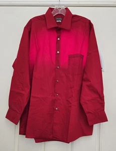 Camisa de vestir Van Heusen para hombre L 16-16,5 roja sin arrugas abotonada L/S ajuste regular - Imagen 1 de 14