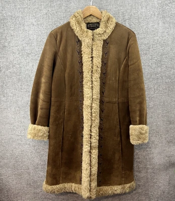 Abrigo Chaqueta De Gamuza Vintage Guess Bordado Penny Lane Y2K Marrón Piel Boho Largo L Foto 1 de 4