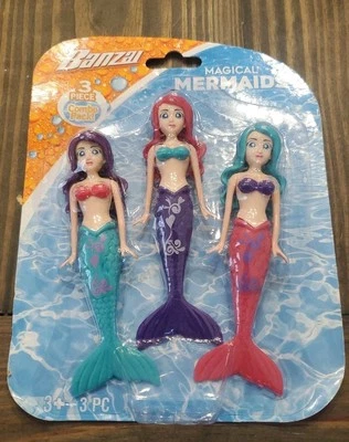 Banzai Magical Mermaids 3 Pack Dive Pool Kids Swim Toys Sealed - Image 1 of 3