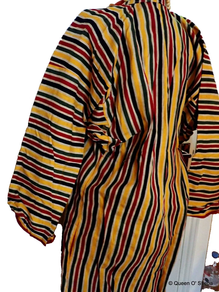 Arabisches nahöstliches Gewand Roh Leinen Vintage Damen rot schwarz gelb Streifen - Bild 1 von 4