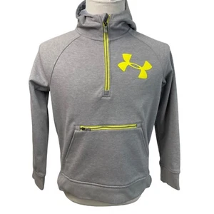 Under Armour Kids Gray Hoodie With Neon Yellow Hooded Sweatshirt Size YXL - Picture 1 of 9