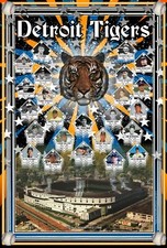 DETROIT TIGERS BASEBALL FAMOUS PLAYERS POSTER by Detroit Artist Carl Lundgren