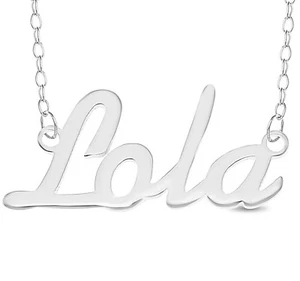 Lola Name Plate Necklace Pendent Sterling Silver female Personalized Custom - Picture 1 of 2