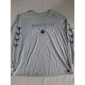 Air Jordan Men 4XL Charlotte Hornets Art Logo Outdoor Tee Shirt Long Sleeve - Picture 1 of 9