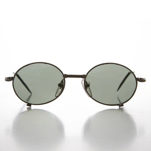 Industrial Steampunk 90s Oval Gunmetal Sunglass Optical Quality - Blaster - Picture 1 of 3