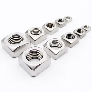 5/50 pièces écrou carré en acier inoxydable M3 M4 M5 M6 M8 M10 M12 304 A2-70 DIN557 GB39 - Photo 1/7