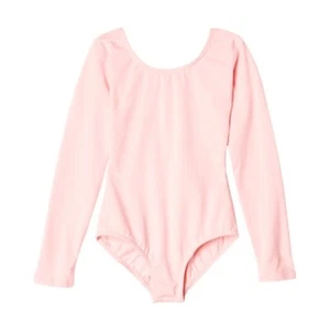 Capezio Childs Leotard Pink Long Sleeve Scoop Neck Bodysuit Dance Medium New - Picture 1 of 5