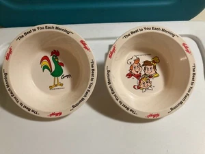 Vtg Kellogg's 1995 Collectible Cereal Bowls Set Of 2 Corny & Snap, Crackle, Pop - Picture 1 of 8