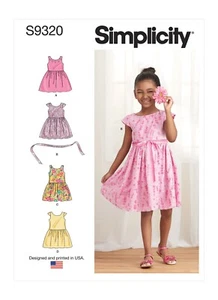 SIMPLICITY 9320 CHILDREN'S GATHERED SKIRT DRESSES Sewing Pattern Ages 2-5 & 6-8 - Picture 1 of 9