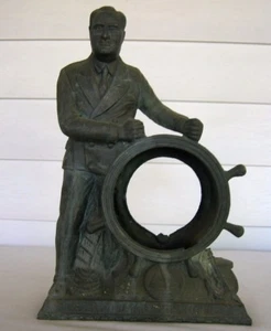 Vintage 1930's Franklin D Roosevelt Metal Mantle Clock - FDR THE MAN OF THE HOUR - Picture 1 of 9