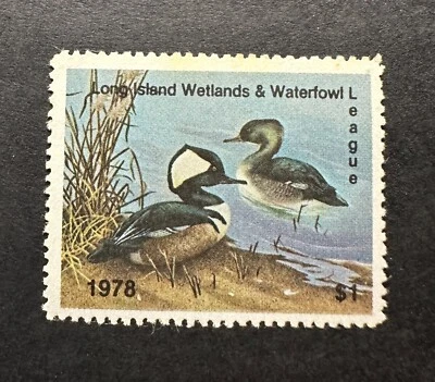 1978 LIWW2 New York Long Island selo de conservação de zonas úmidas e aves aquáticas - Imagem 1 de 2