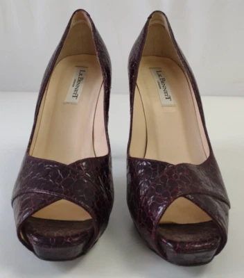 Tacones abiertos con estampado de serpiente púrpura L.K.Bennett para mujer - talla 6 Reino Unido Foto 1 de 4