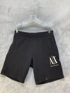 Armani Exchange Fleece Bermuda Shorts Men S Black wWhite A/X Logo  - Picture 1 of 6