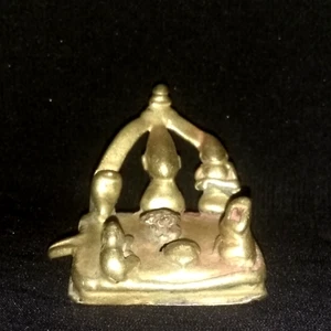 ANTIQUE TRADITIONAL INDIA BRONZE STATUE FAMILY ASSEMBLY GOD SHIVA GANESHA LINGAM - Picture 1 of 5
