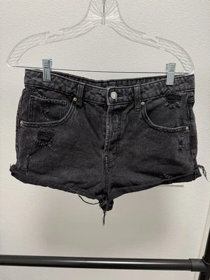 Pantalones cortos de jean deshilachados con corte de 5 bolsillos negros deshilachados talla 10 WILD FABLE para mujer Foto 1 de 3