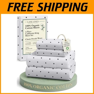 Conjunto de lençóis de algodão orgânico California King - Bolinhas - Imagem 1 de 4