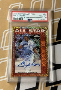2025 Topps Silver Pack Bo Jackson All Stars Autograph Orange /25 Psa 10 Pop 1 - Picture 1 of 2