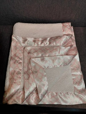 Little Giraffe Pink Swirl Trim Satin Border Baby Blanket  - Image 1 of 3