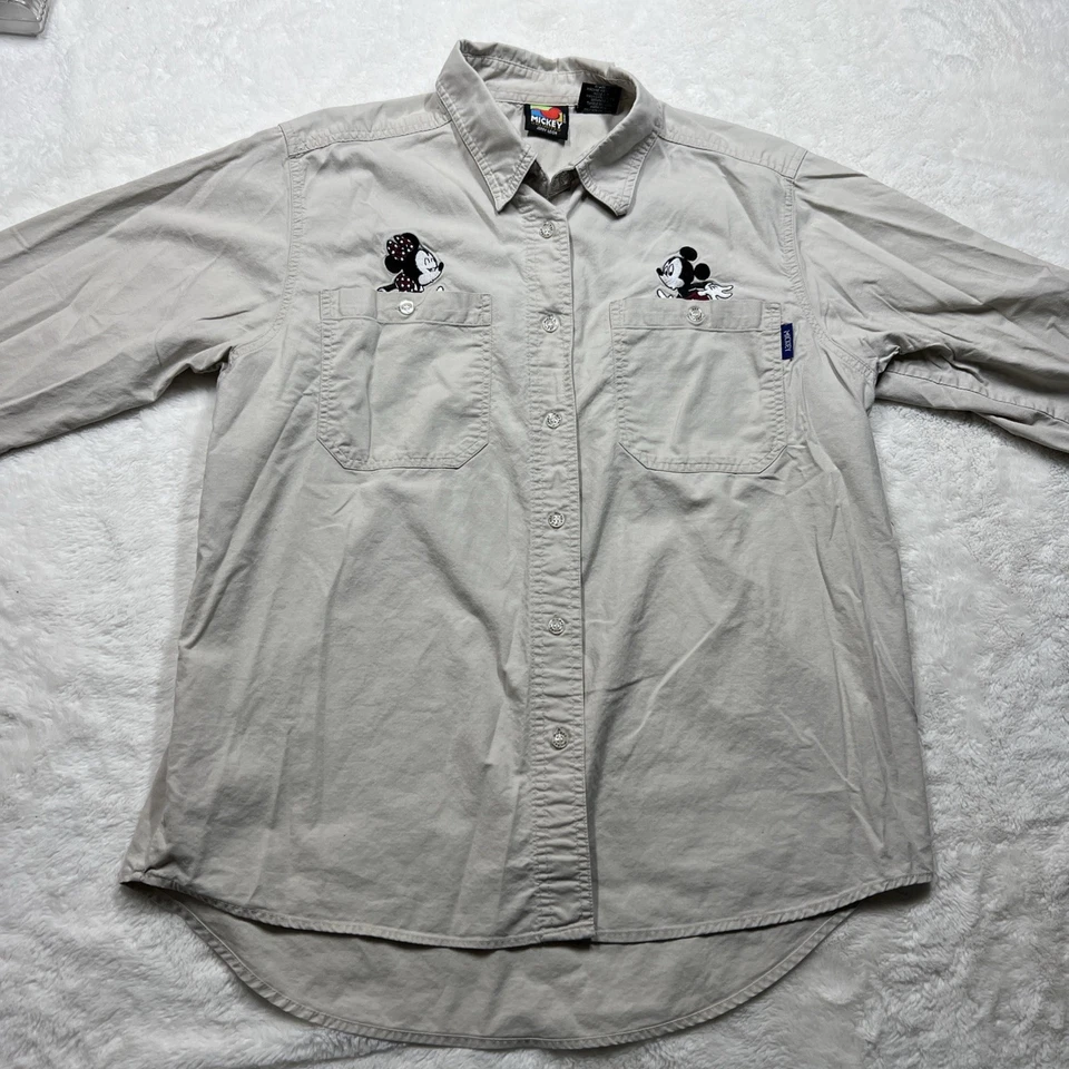 Camisa Disney Mickey Mouse Ilimitada Média Jerry Leigh Botão para Cima Y2K VTG LER - Imagem 1 de 4