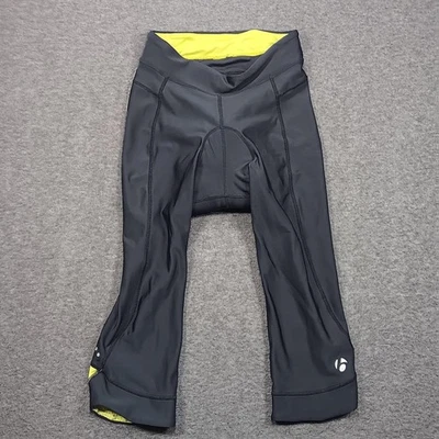 Pantalones capri de ciclismo acolchados Bontrager para mujer medianos negros amarillos 3/4 pantalones cortos de bicicleta Foto 1 de 4