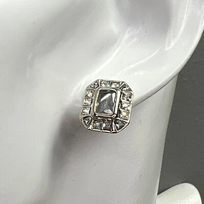 Vince Camuto Rhinestone Stud Earrings Rectangle Bling Silver Tone Sparkle NWT - Image 1 of 4