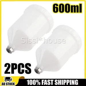 2X 600ML Gravity Paint Spray Gun Cup Pot Replacement For Devilbiss Pro Pri FLG - Picture 1 of 11