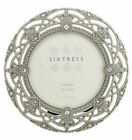 Six Trees Helena Ornate Silver Crystal 4 inch Round Frame