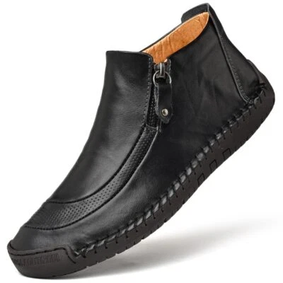 Genuine Leather Men Ankle Boots Casual Shoes Comfortable Sneakers Moccasins  - Image 1 of 4