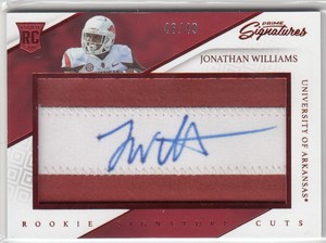 2016 Jonathan Williams Prime Signatures Cuts ROOKIE AUTO /49 - #263 Arkansas RC