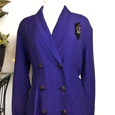 Винтажное двубортное голубовато-фиолетовое платье Knapp Studio California размер 9 - Изображение 1 из 4