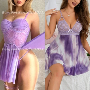 Women's Sexy Lingerie Sleepwear Babydoll Underwear Lace Dress G-String Nightwear - Picture 1 of 56