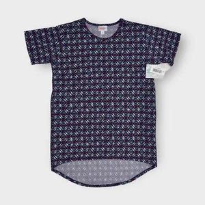 Lularoe Gracie Top Girls Size 14-16 NWT Blue/Green/White Geometric - Picture 1 of 6