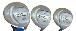 WOMEN'S SPALDING PRO RESPONSE TITANIUM WOODS 1-3-5 GRAPHITE SHAFTS RIGHT HANDED - Picture 1 of 6