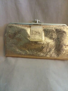 Vintage Gold Clutch Handtasche 7" x 5" faltbares Fach. gebraucht - Bild 1 von 6
