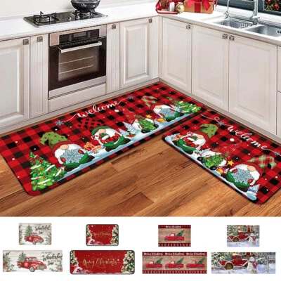 Weihnachten Fußmatte Weihnachtsteppich Schneeflocke Küchenteppich Antirutsch DE - Bild 1 von 4