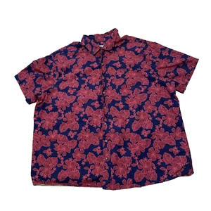 Harbor Bay HB Shirt Men 2XL Red Black Floral Print Romantic Hawaiian XXL 60" - Picture 1 of 18