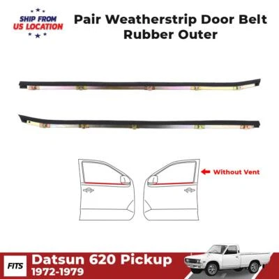 Pair Door Rubber Seal Outer Weatherstrip NO Vent L+R For Datsun 620 1972-1979 - Image 1 of 4