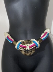 Joan Bari Belt-Beads-Rope-Large Buckle Center 1980's Vintage M/L - New With Tags - Picture 1 of 8