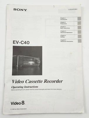 Sony VCR EV-C40 Operating Instructions Manual Book Only - Image 1 of 4
