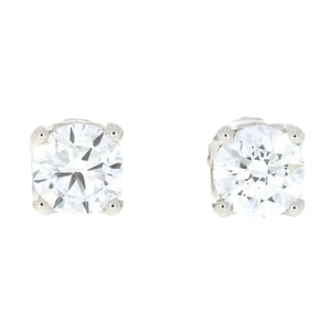 Diamond Solitaire Stud Earrings Brilliant Cut 9ct White Gold 1.50cts Lab Created - Picture 1 of 6
