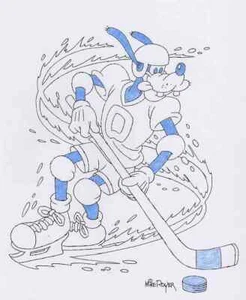 GOOFY beim EISHOCKEY - Mike ROYER - Handsignierte OriginalZeichnung (DISNEY) - Bild 1 von 1