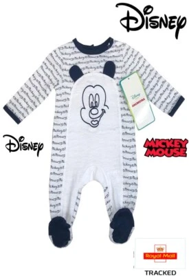 DISNEY Mickey Mouse Baby Boys Girls Babygrow Sleepsuit Romper 1-23 months
