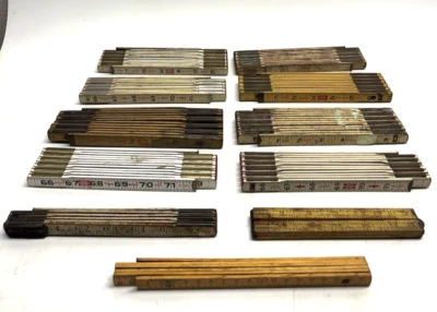 Lote De Colección De 11 Reglas De Madera Plegables A&E, Stanley, Lufkin y Surtido Foto 1 de 4