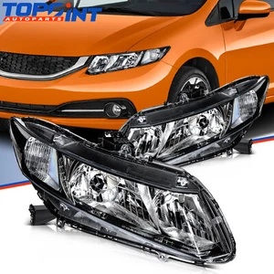 Pair LH RH For Honda Civic Headlight Assembly 1.5L 1.8L 2.4L 12-15 Black Housing - Bild 1 von 7