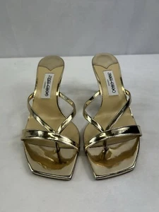 JIMMY CHOO Metallic Maelie 70 Sandals in Black Sz US 9 - Picture 1 of 7