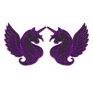 Unicorn Emblem Purple 3D Badge Decal Set of 2 Auto Accessories for Car Truck SUV - Picture 1 of 6