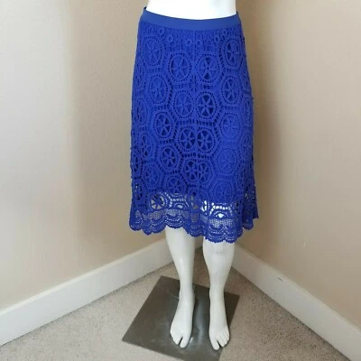 PRECIOSA Falda ELLA MOSS Azul Real Pima Algodón/Modal Crochet ~ S Foto 1 de 4
