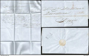 J) 1848 MEXICO, PRESTAMP, RED CANCELLATION, CIRCULATED COVER, COMPLETE LETTER, F - Picture 1 of 1