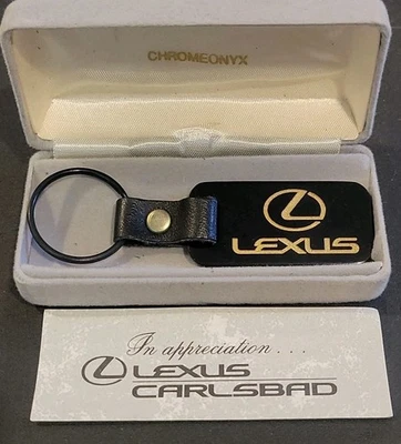 LEXUS Key Chain Ring Black Onyx in Box Engraved JAS Carlsbad Vintage  - Image 1 of 4